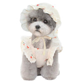 Cherry Printed Dog Cat Dress With Hat