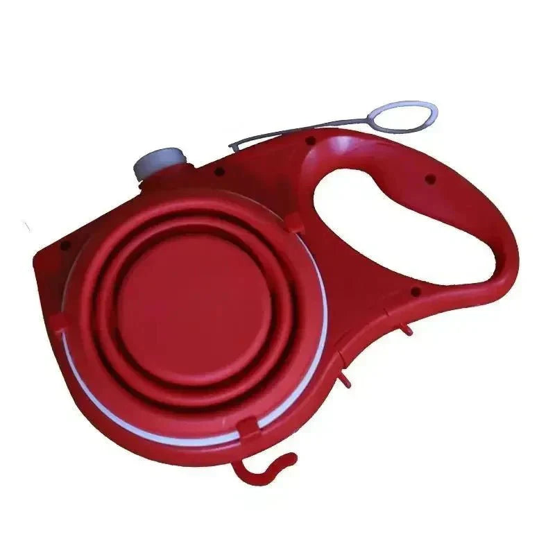 4-in-1 Retractable Dog Leash – with Water Bottle, Poop Bag Holder & Food Bowl