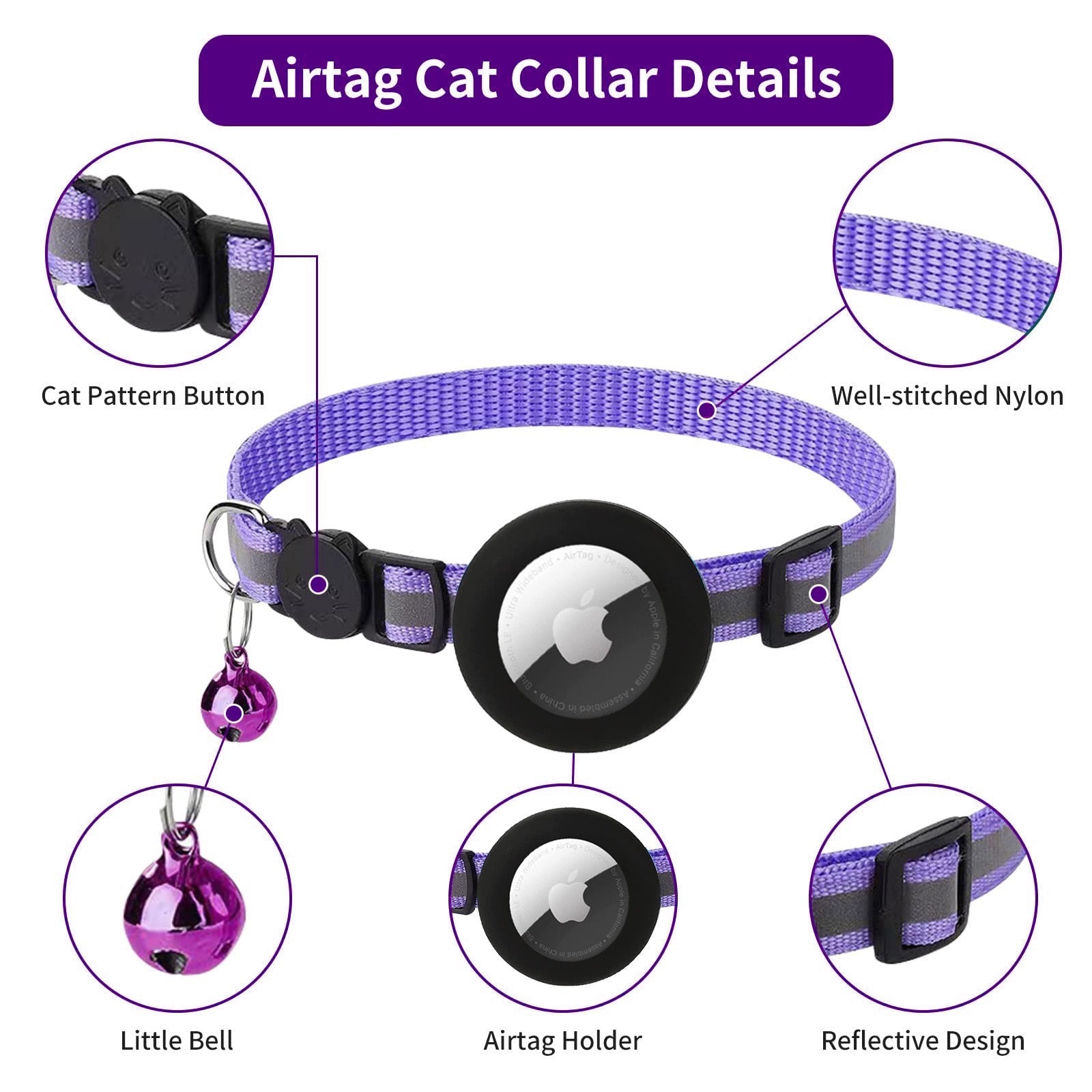 Adjustable AirTag Cat Collar