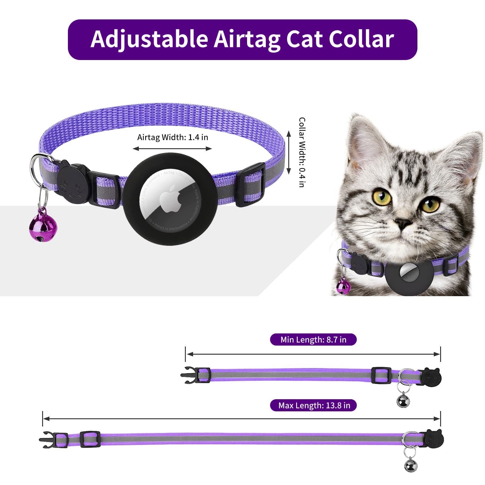 Adjustable AirTag Cat Collar