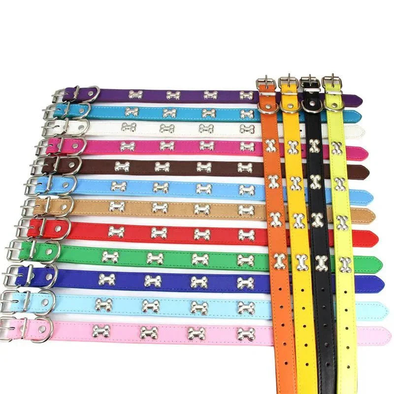 Cute Bone Shaped Leather Collar