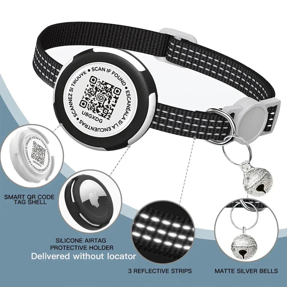 GPS Cat Collar with Airtag Holder &amp; Reflection
