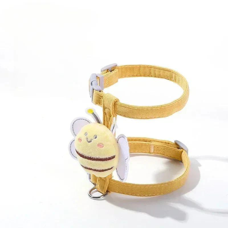 Harness Leash Collar Adjustable Cartoon Bee Double Layer