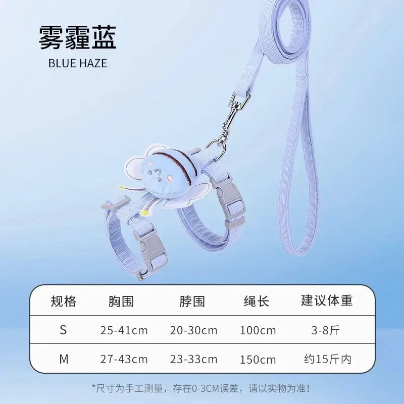 Harness Leash Collar Adjustable Cartoon Bee Double Layer