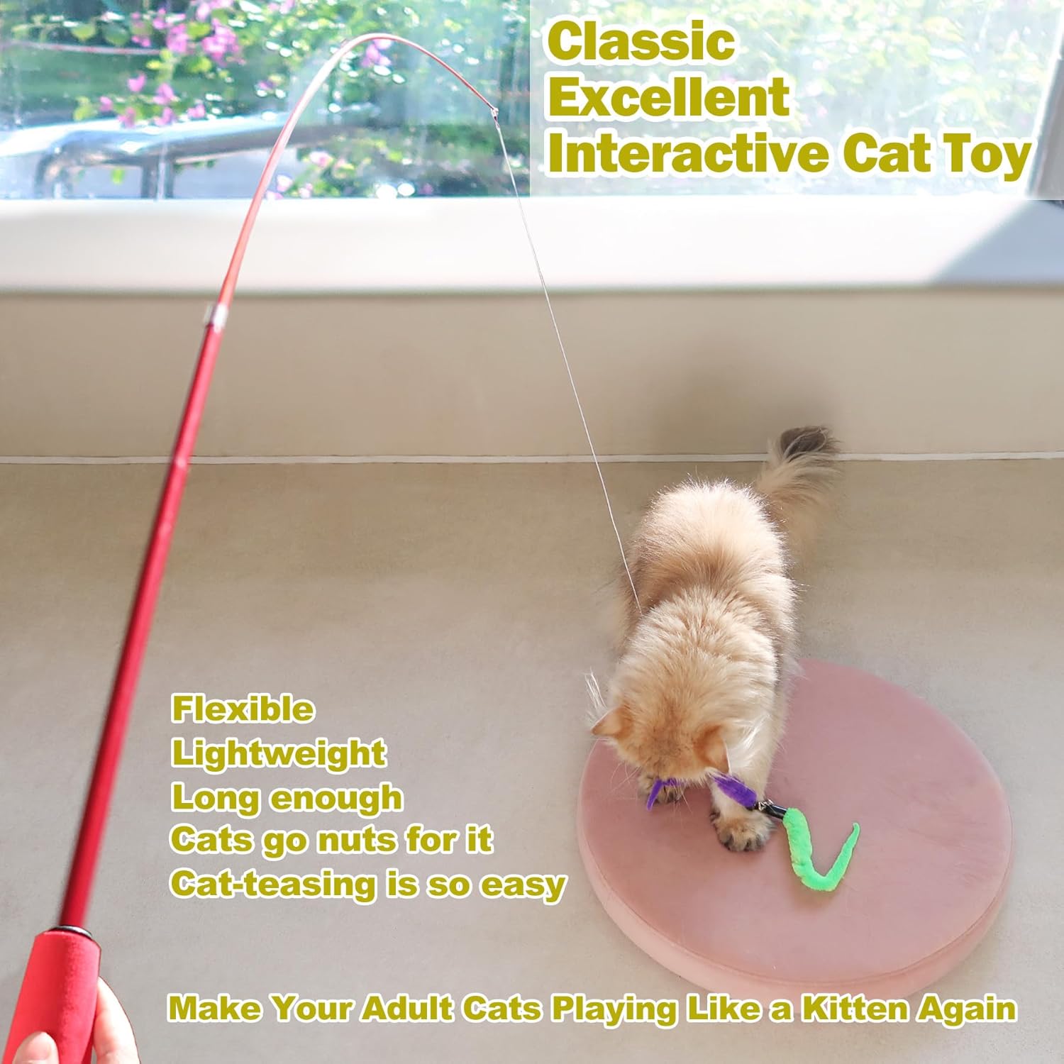 Interactive Feather Wand Cat Toy Set