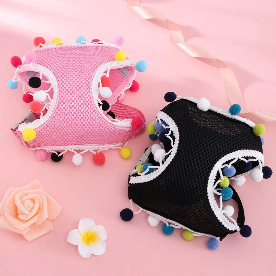 Mesh Small Dog Harness Adjustable Ball Lace Cute Summer