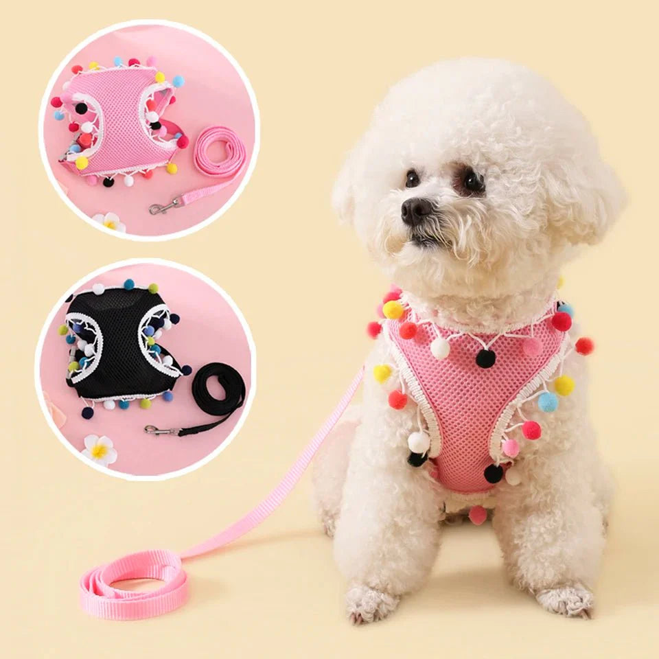 Mesh Small Dog Harness Adjustable Ball Lace Cute Summer