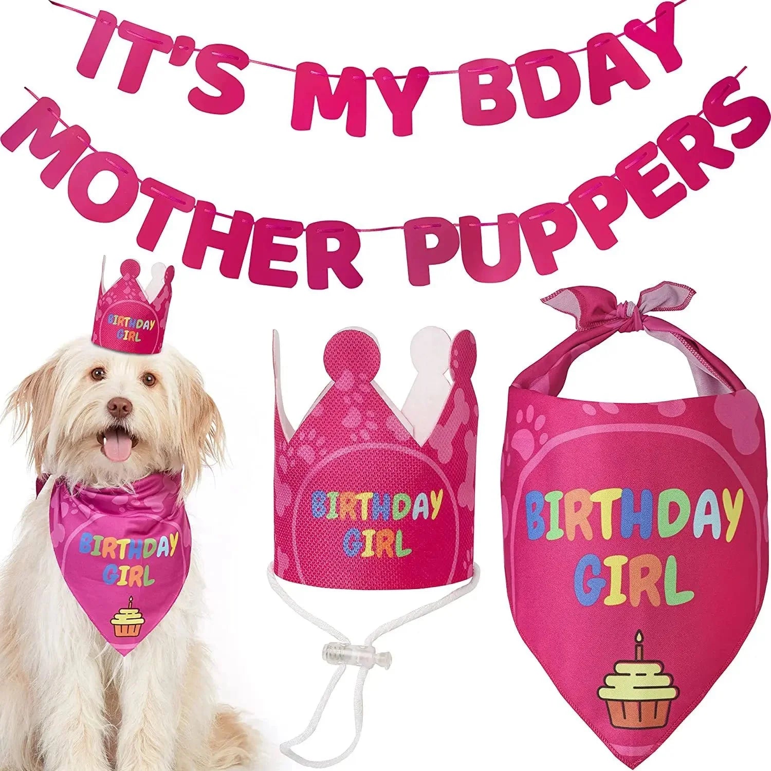 Pet Birthday Party Set: Banner, Hat, and Neckerchief 🎉
