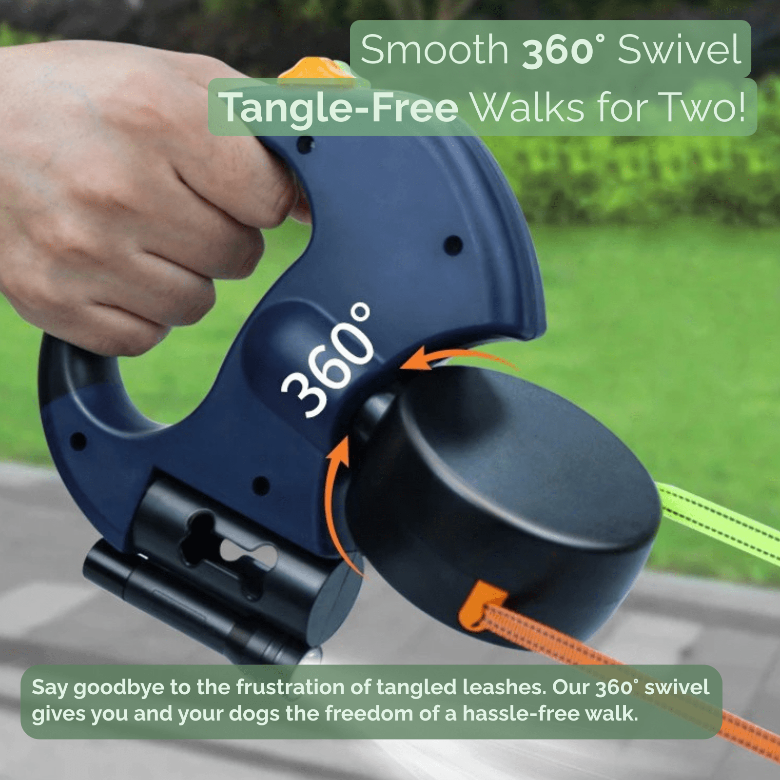 Retractable Double Dog Leash – 360° Rotatable & Anti-Tangle | Reflective 3M Leashes & Brake System