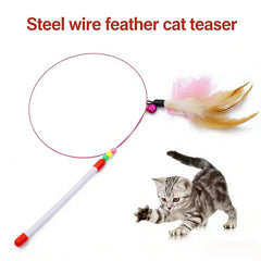 Steel wire feather cat teaser