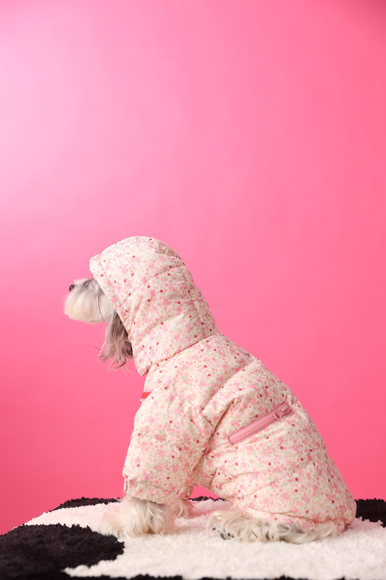 Thickened and Warm Floral Hooded Down Jacket