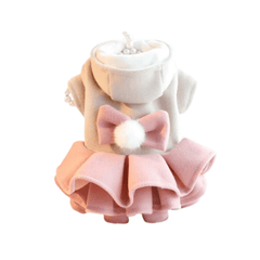 Warm Fleece Bow Layered Dog Dress Jacket