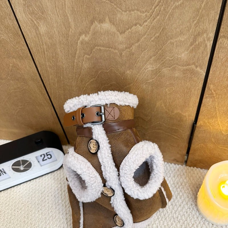 Warm Suede Fleece Vest with Leash Hook