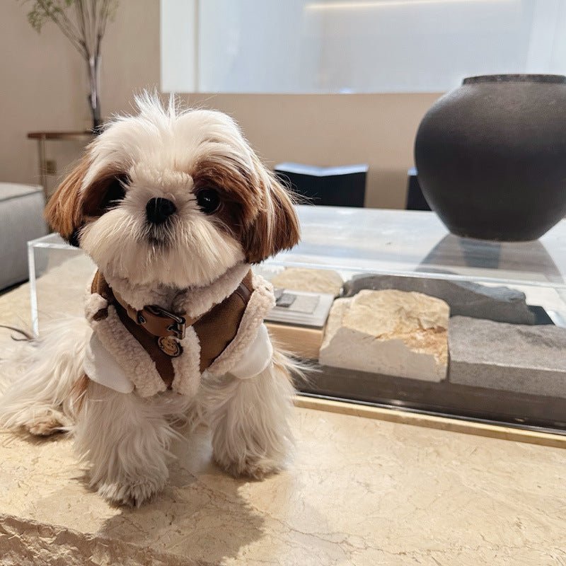 Warm Suede Fleece Vest with Leash Hook