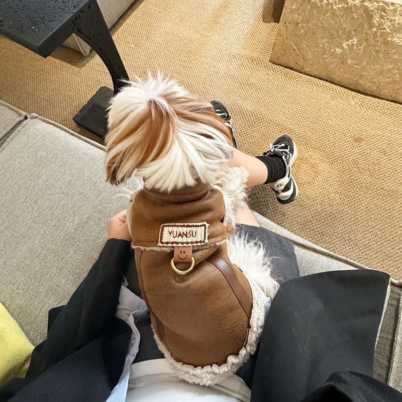 Warm Suede Fleece Vest with Leash Hook
